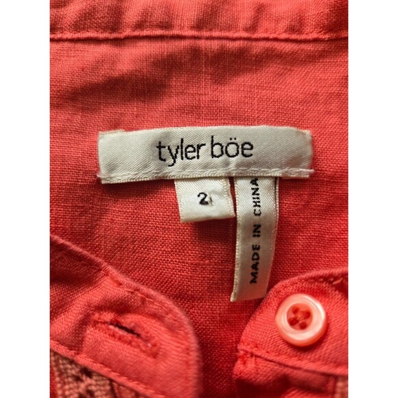 Tyler Boe 100% Linen Womens Button Up Tunic Blouse Pink Size 2 - Picture 2 of 7